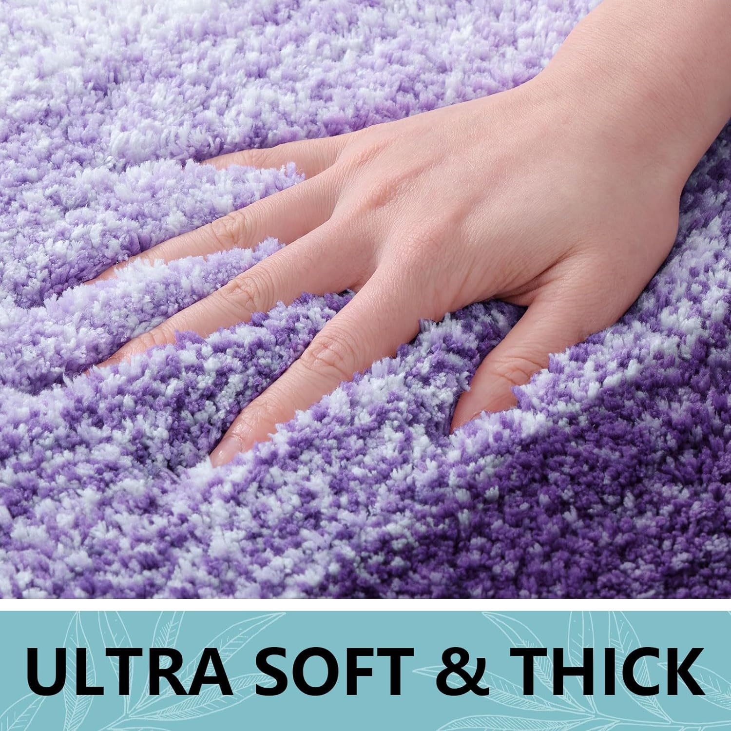 Thumbnail 3 de Arotive Microfiber Bathroom Rug, 34x21 Dark Purple – Shaggy, Ultra-Absorbent, Non-Slip Bath Mat