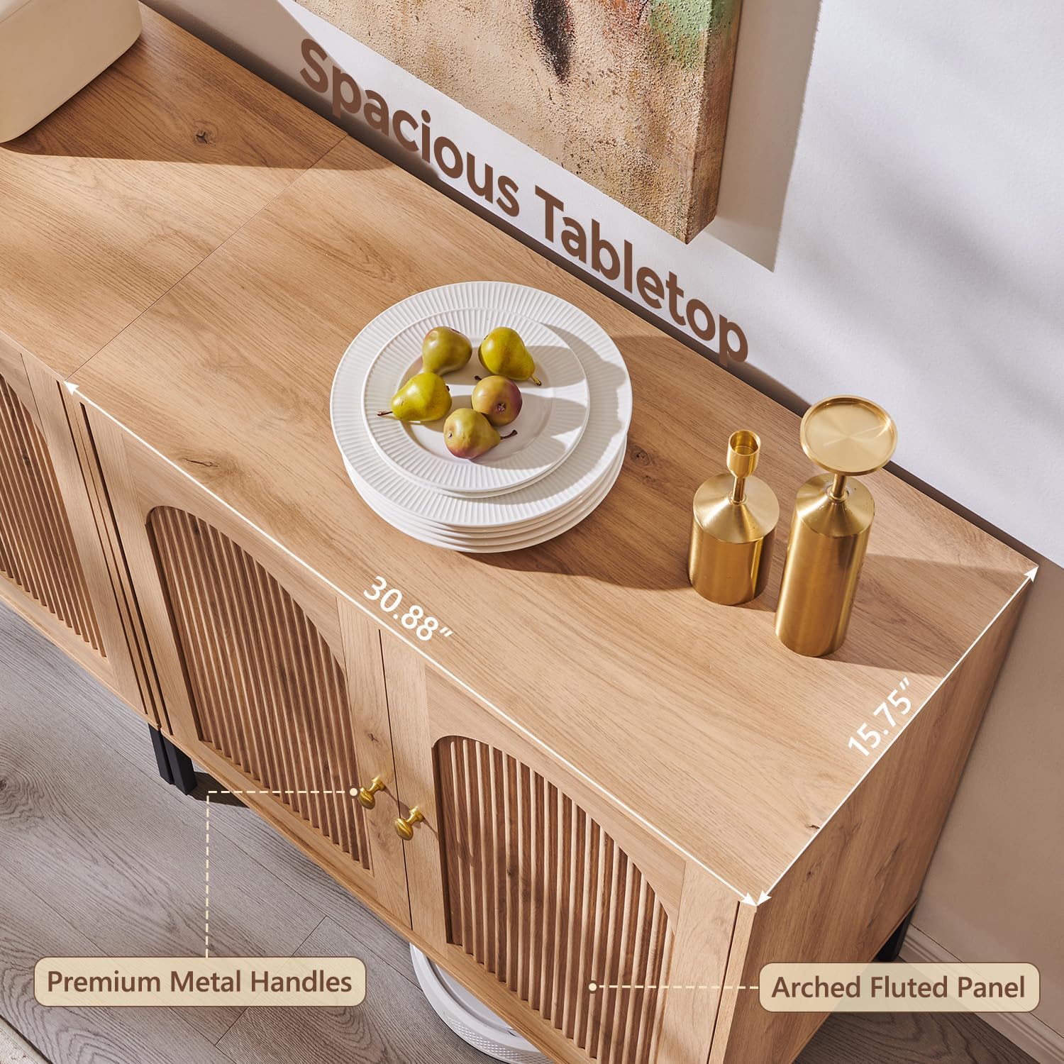 Detalle de IFGET Arched Sideboard Cabinet, 92.63 inches