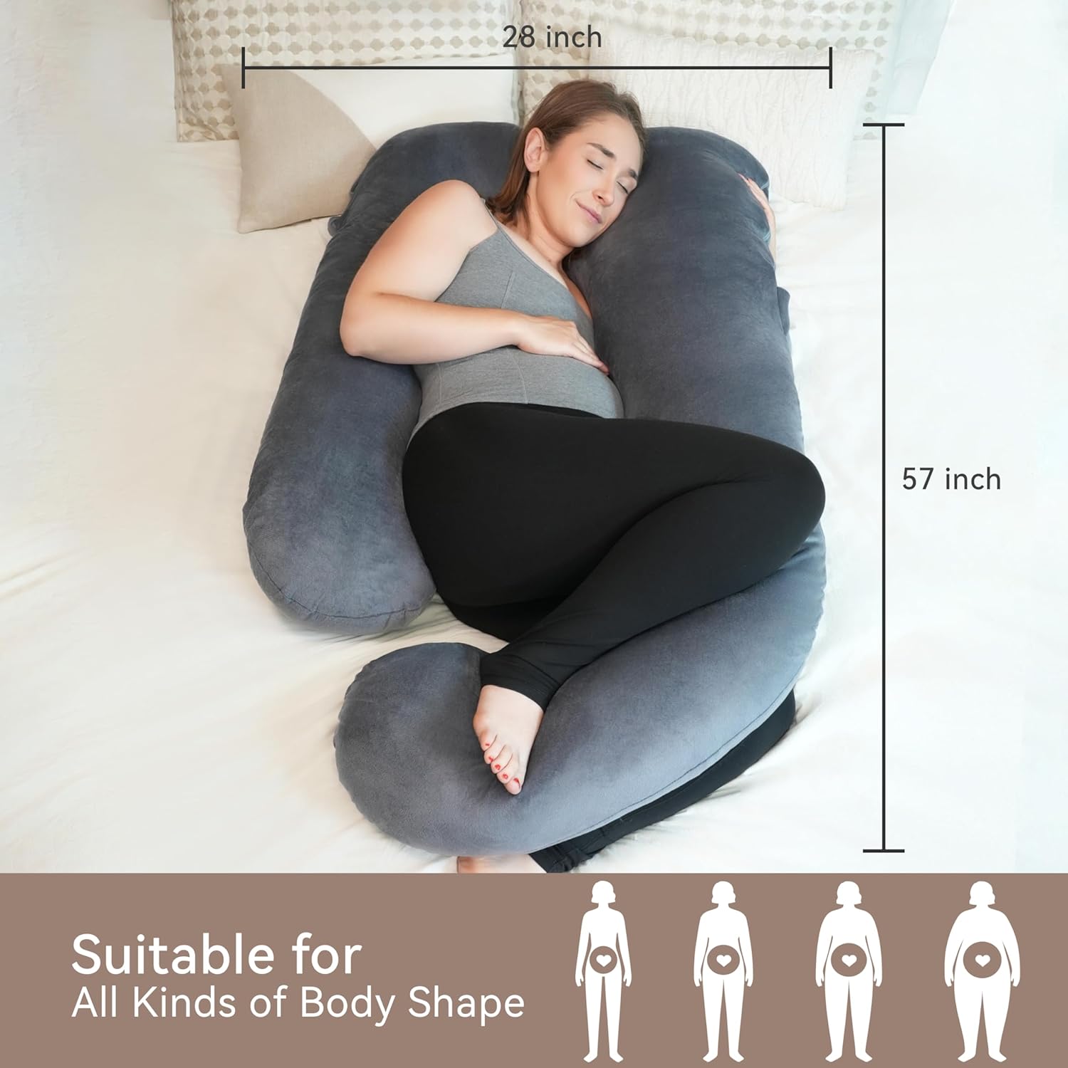 Detalle 2 de PinkFroggie Pregnancy Pillow U‑Shape, Full‑Body Support