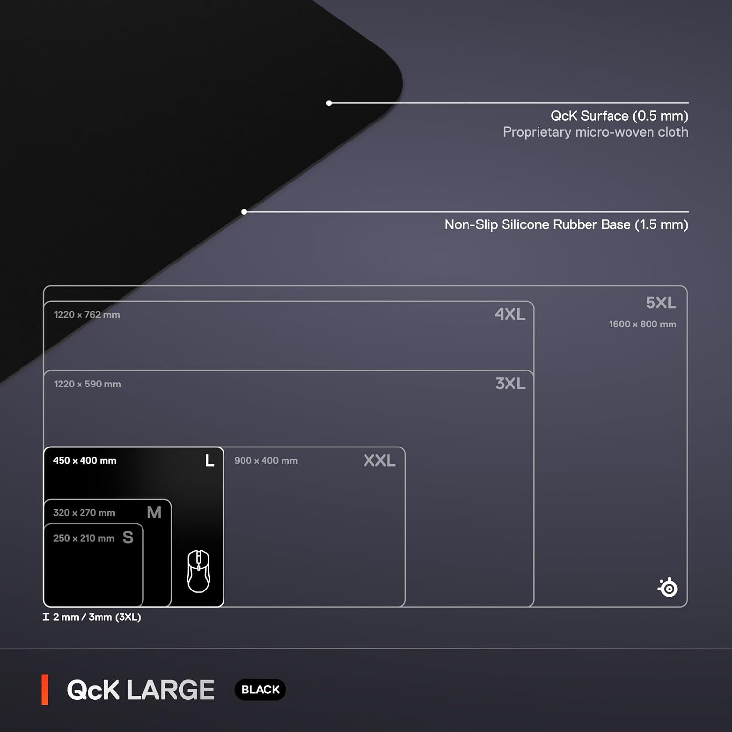 Detalle de SteelSeries QcK Large Gaming Mousepad - Black