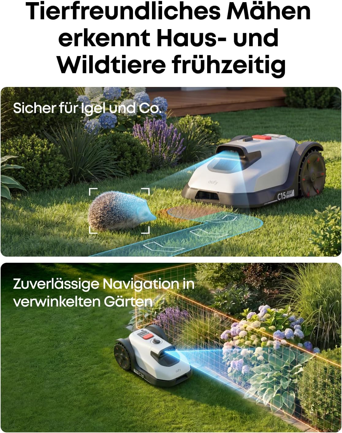 Detalle 2 de eufy C15 Mähroboter – autonomes Rasenmähen ohne Begrenzungskabel (bis 500 m²)