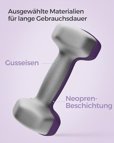 Detalle de SONGMICS Kurzhanteln, 2er Set, 2 x 2 kg – rutschfeste Neopren-Hanteln in Lila (SYL64PL)