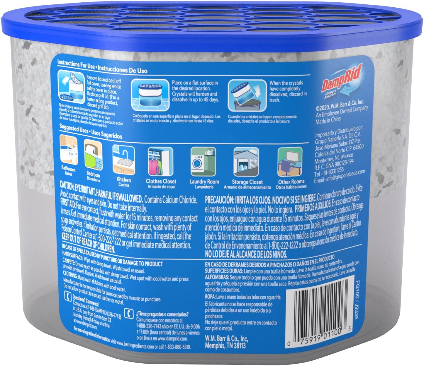 Detalle 2 de DampRid FG100 Fragrance-Free Disposable Moisture Absorber, 10.5-Ounce, White
