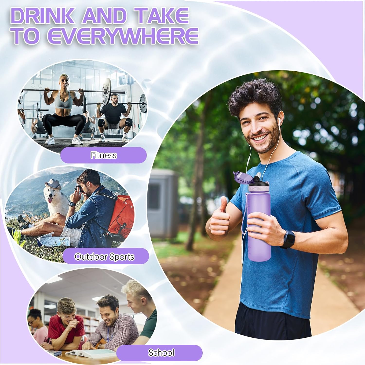Thumbnail 6 de AOHAN Water Bottle 1L Leak Proof Sports Bottle