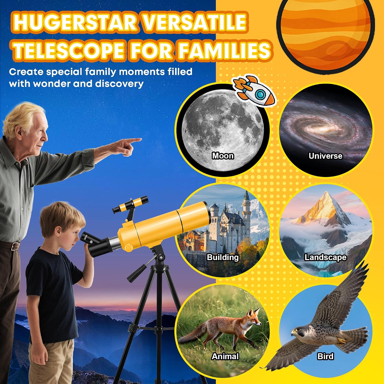 Thumbnail 6 de HUGERSTAR 80/500mm Télescope réfracteur 150X