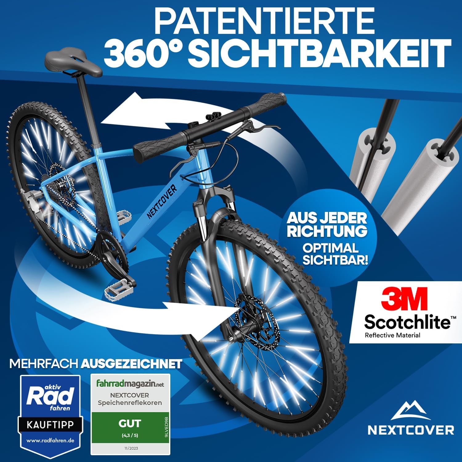 Detalle 2 de Nextcover Speichenreflektoren Fahrrad 360° Sichtbarkeit