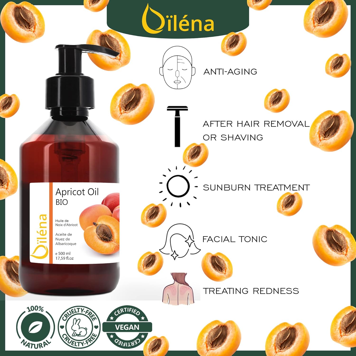 Thumbnail 4 de Oïléna Huile de Noyau d'Abricot, 500 ml