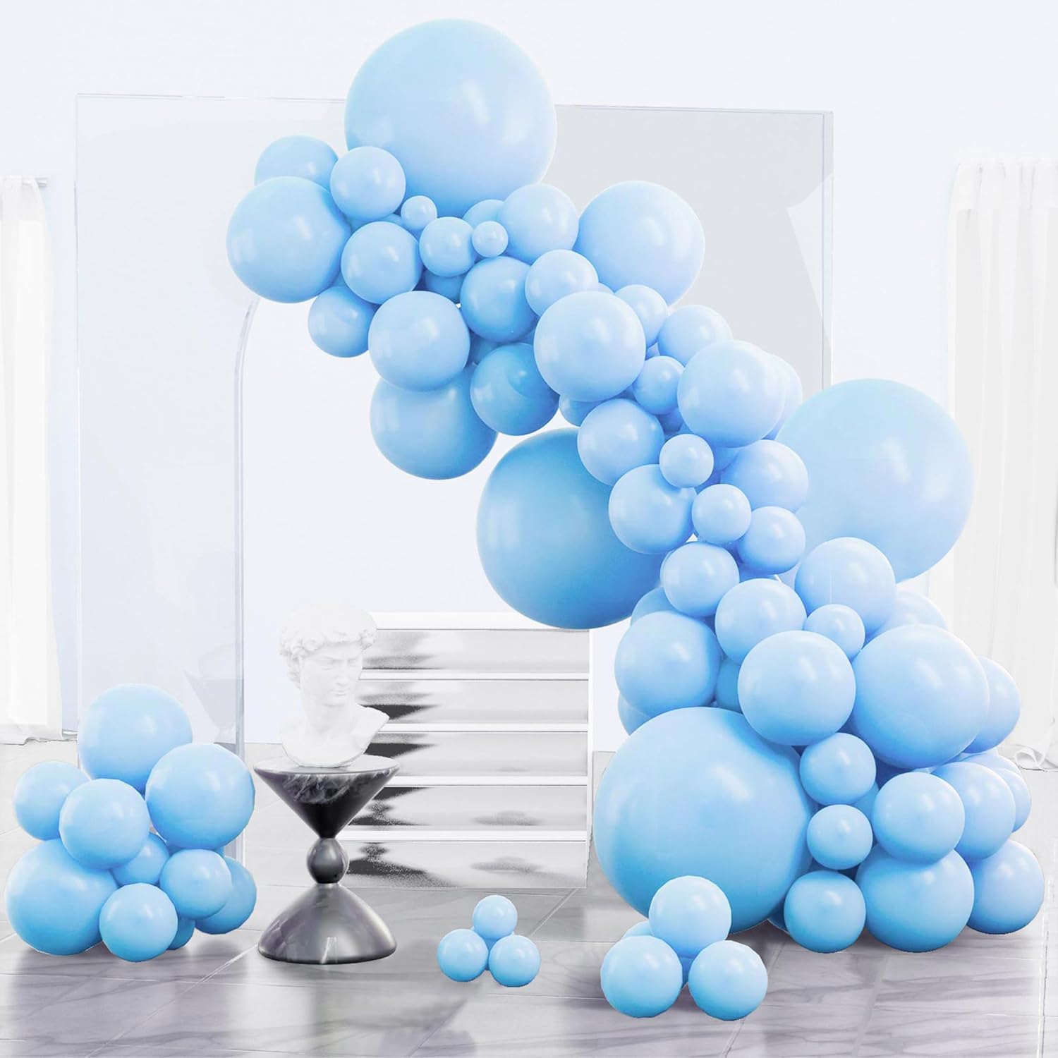Detalle de PartyWoo Light Blue Latex Balloons 18-Inch