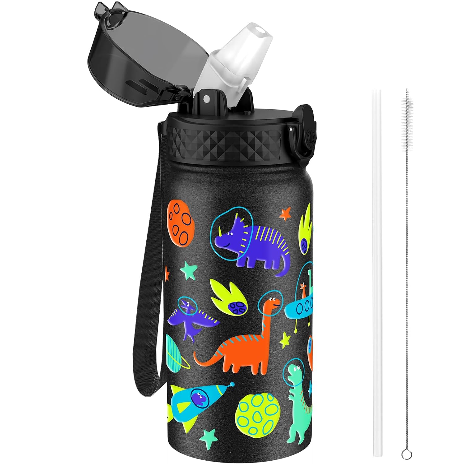Detalle de GOPPUS Trinkflasche Kinder 420 ml – Edelstahl, BPA-frei, Strohhalm & auslaufsicherer Deckel