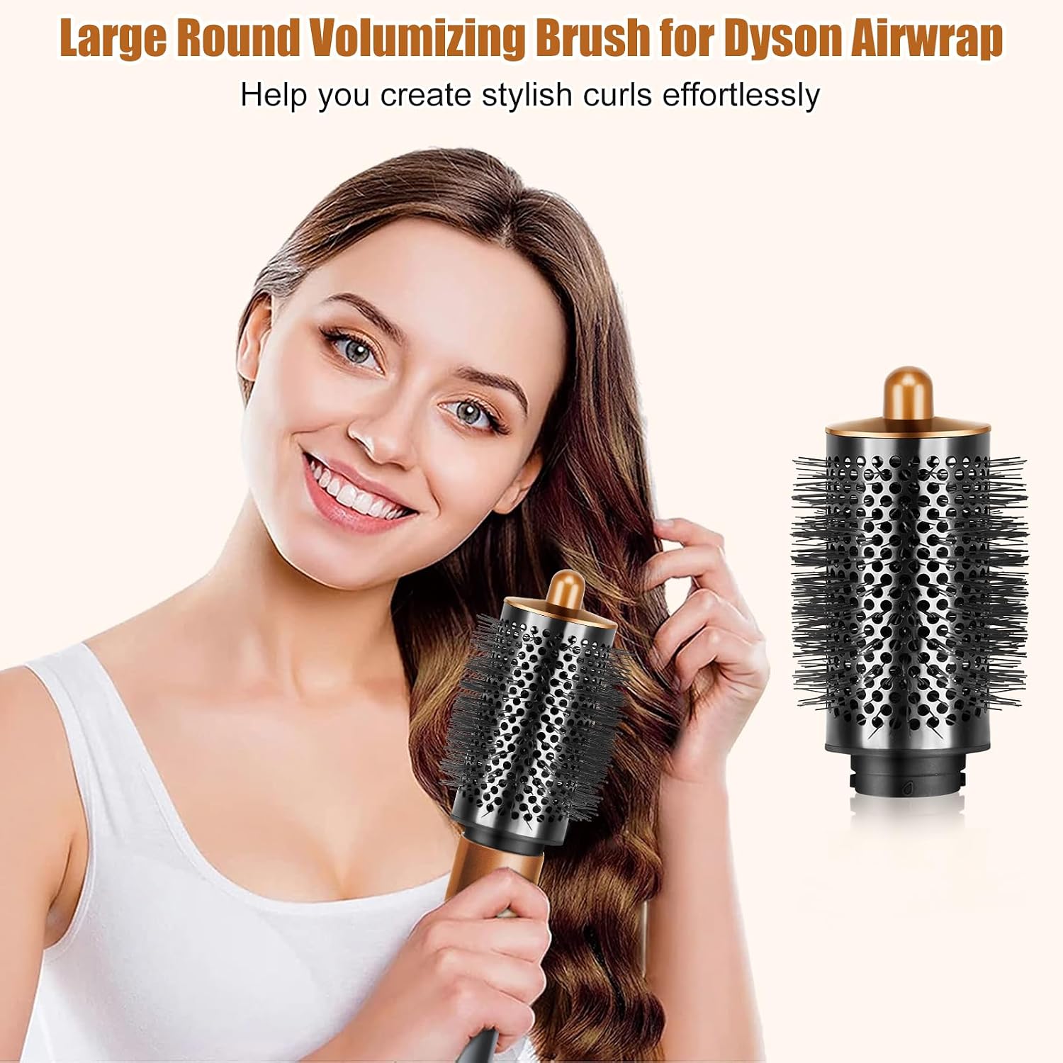 Detalle 2 de Chuancheng ulepszona okrągła szczotka do Dyson Airwrap, większa średnica, złota