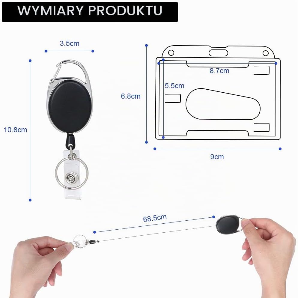 Detalle 2 de Vicloon Jojo – wysuwany uchwyt na identyfikator, 3 sztuki, etui i linka 68,5 cm