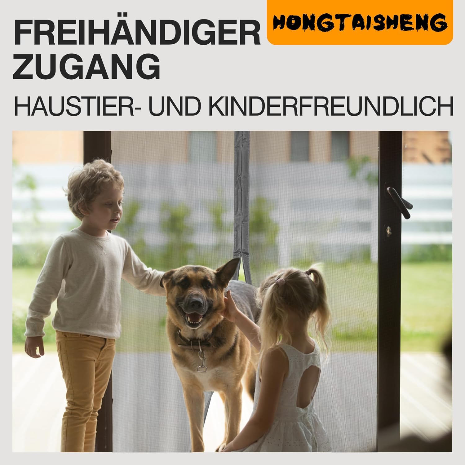 Thumbnail 4 de Fliegengitter Balkontür von HONGTAISHENG (80x210 cm) – Magnetvorhang ohne Bohren, 4 cm Klettverschluss, Grau