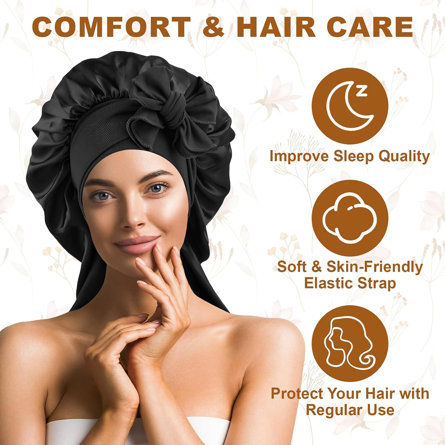 Thumbnail 3 de Starvortex Satin Bonnet, Large – Silky Sleep Wrap with 2 Satin Scrunchies