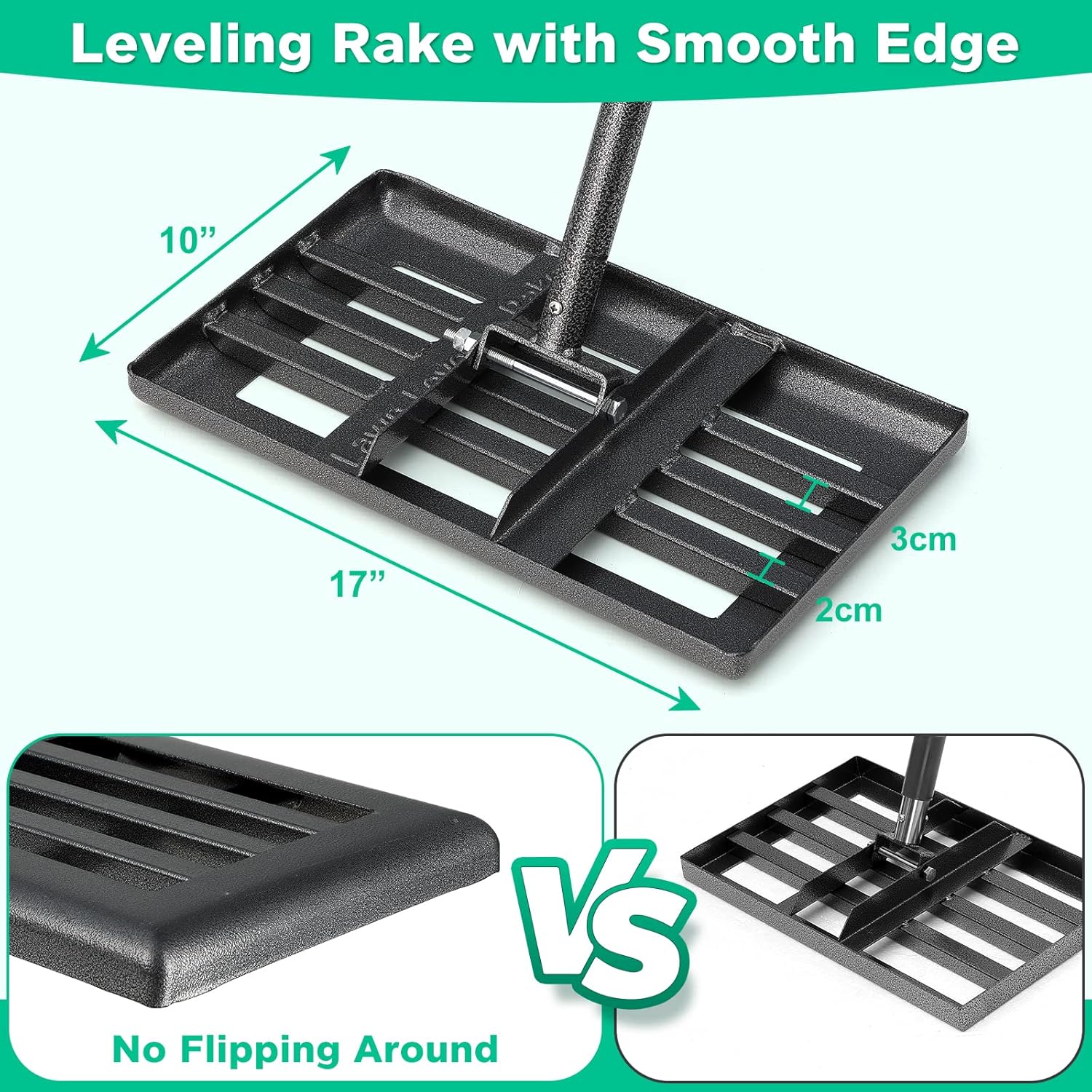 Thumbnail 1 de Lawn Levelling Rake – 43 x 25 cm lawn leveler with 109–157 cm ergonomic handle