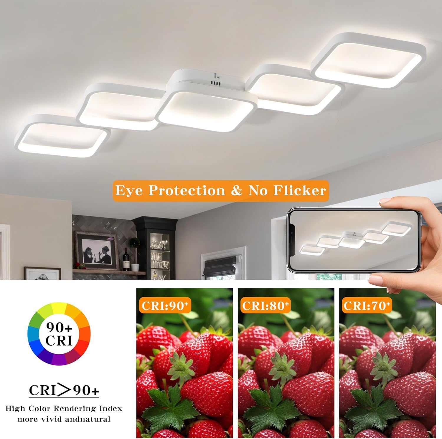 Thumbnail 3 de LED Deckenleuchte dimmbar für Wohnzimmer & Schlafzimmer, 54W / 5400 lm, mit Fernbedienung und Memory-Funktion, 106×30 cm