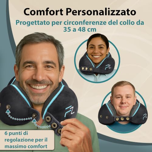 Detalle 2 de FLOWZOOM Comfy cuscino da viaggio in memory foam, regolabile e lavabile
