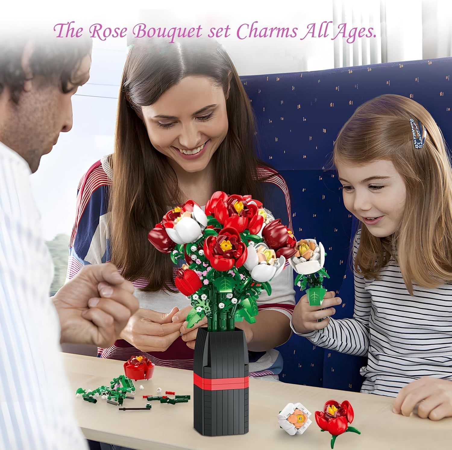 Thumbnail 5 de Rose Bouquet Building Set, 761 PCS: Botanical Flower Decor for Adults and Kids