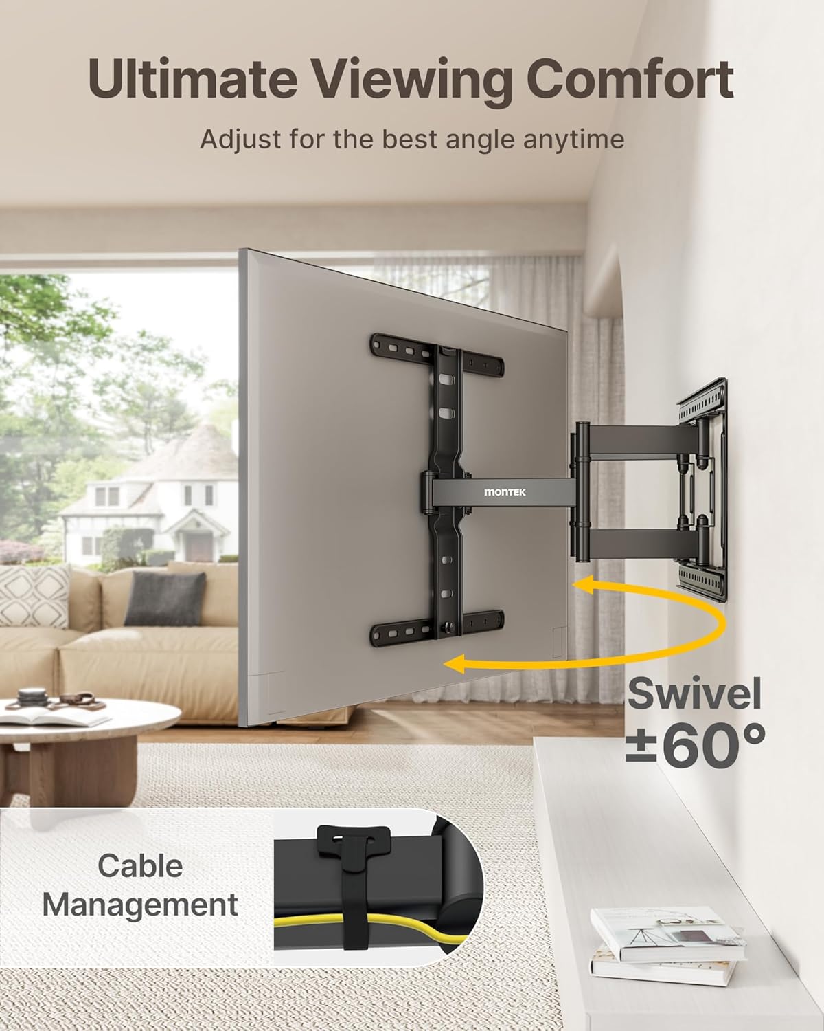Thumbnail 4 de monTEK 1.1" Ultra Slim Full Motion TV Wall Bracket (37–75 inch, up to 60kg, max VESA 400x400)
