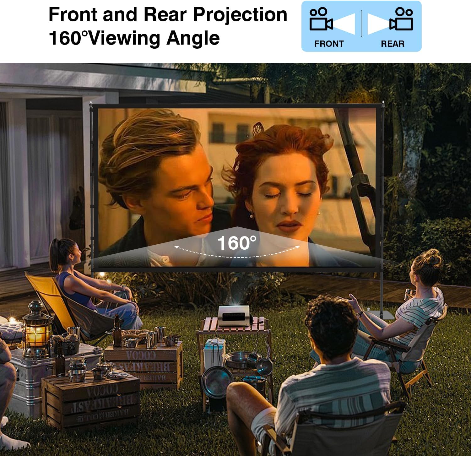 Thumbnail 4 de STWUI Outdoor Projector Screen with Stand (120-inch, 16:9) Portable 4K HD Wrinkle-Free Movie Screen