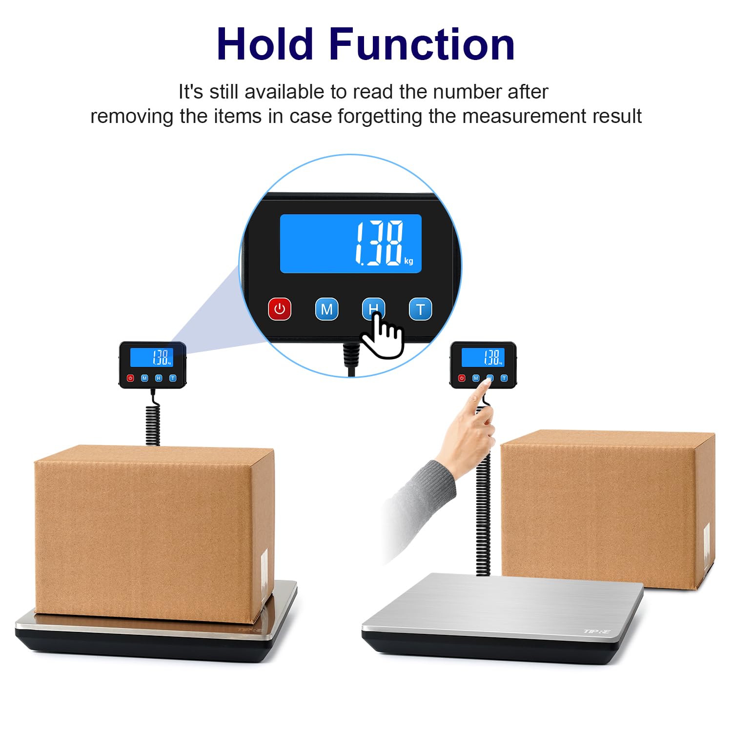 Detalle 1 de TIPRE CS02 Shipping Scale, 440 lb Capacity, Backlit LCD and Type-C