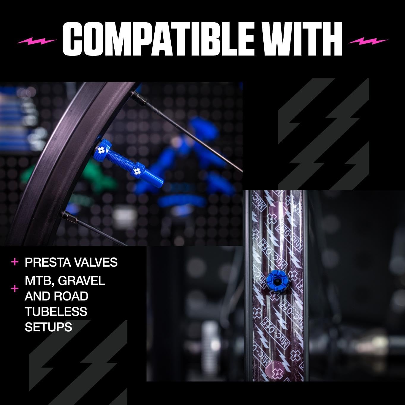 Thumbnail 3 de Muc-Off Valves Presta Tubeless 44 mm anti-fuite, avec outil démonte-obus intégré (bleu)