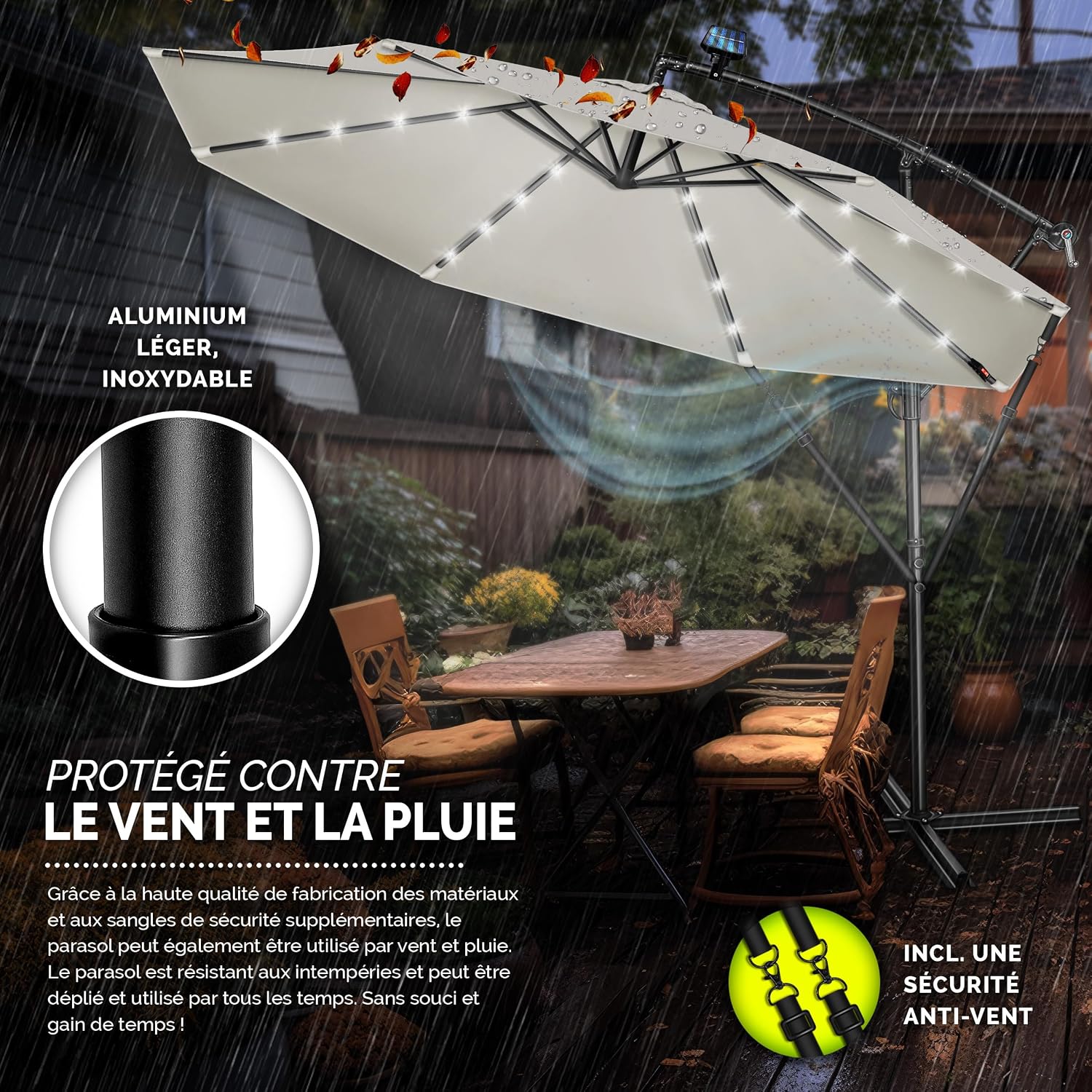 Detalle 2 de tillvex Parasol déporté hexagonal 3M