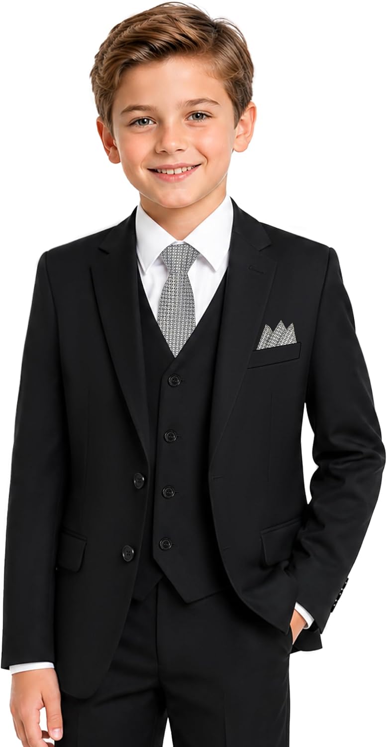 Detalle de Singing Parrot Boys’ 7-Piece Formal Suit Set, Regular and Husky Fits
