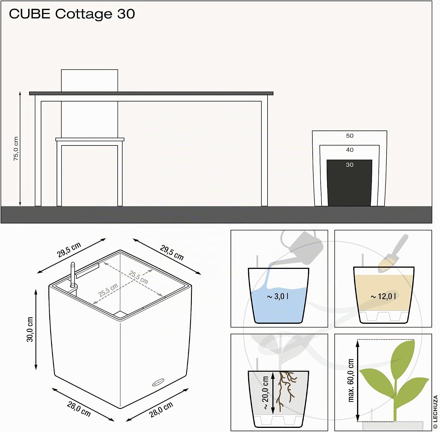 Thumbnail 3 de LECHUZA CUBE Cottage 30 moka 15375