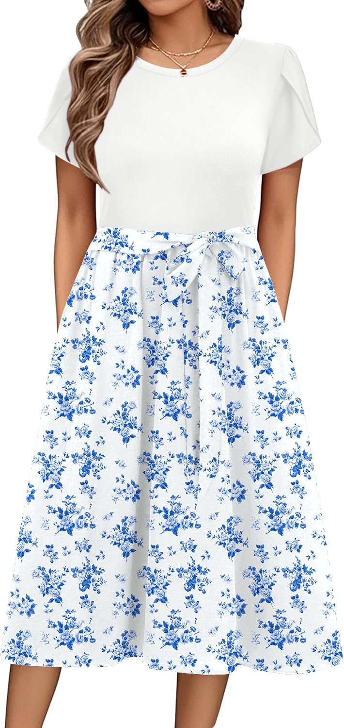 Thumbnail 6 de Zeagoo Floral Midi Summer Dress for Women – UK, Short Sleeve with Pockets (S–2XL)