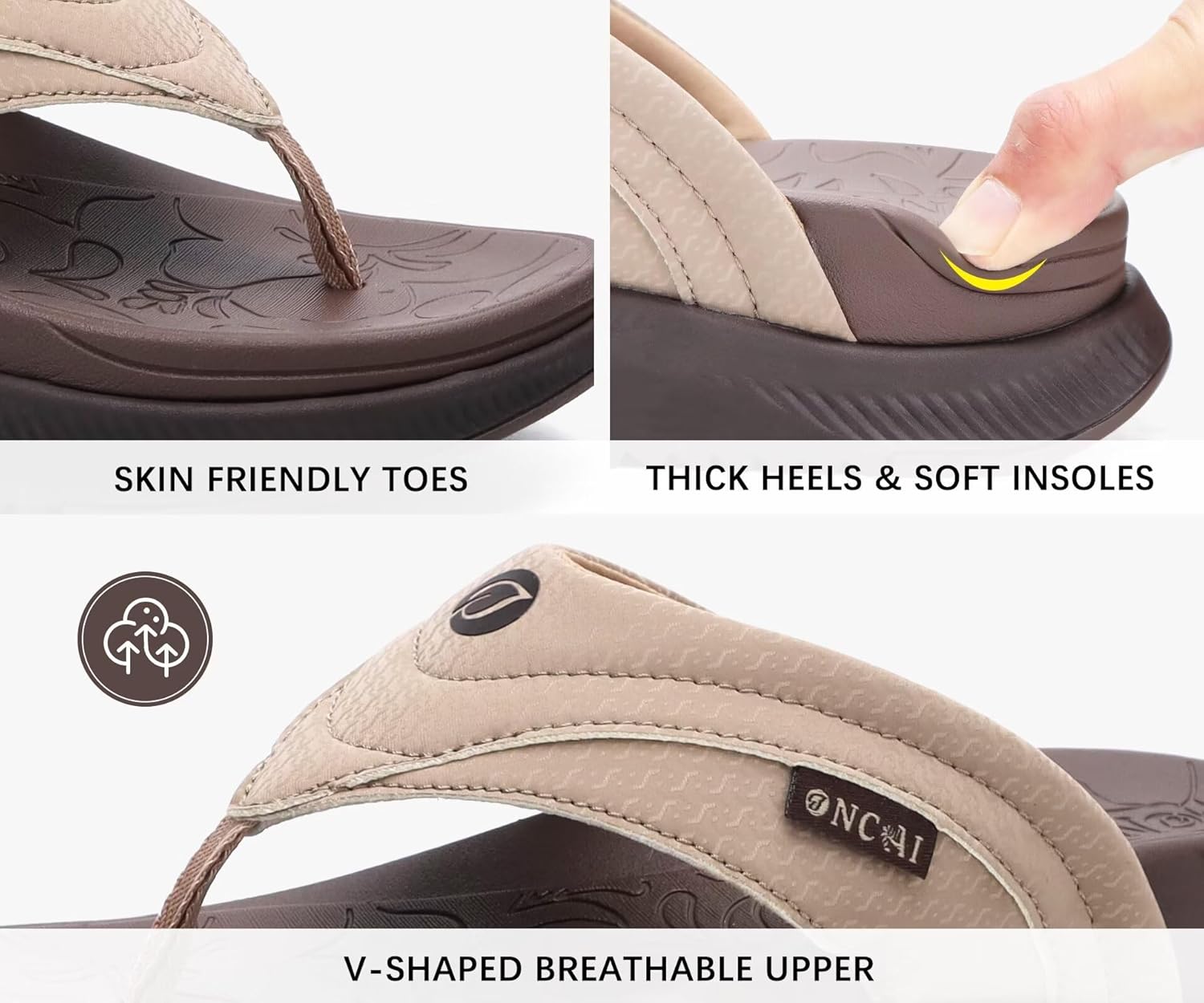 Thumbnail 3 de ONCAI Women's Orthotic Cushion Flip Flops: Arch Support, Deep Heel Cup, and Recovery Comfort