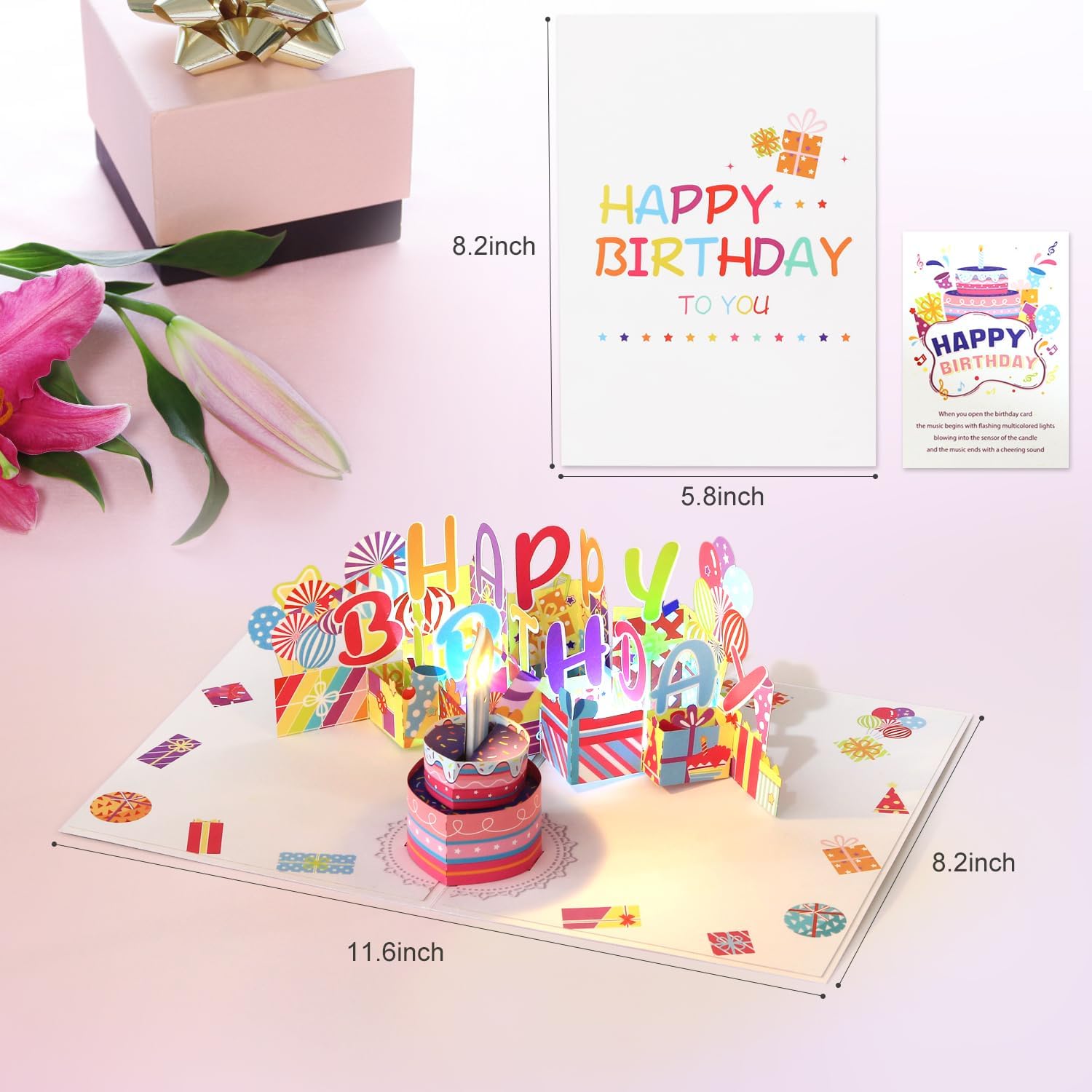 Thumbnail 4 de Yinqing Light & Music 3D Pop-Up Birthday Card with Blowable Candle