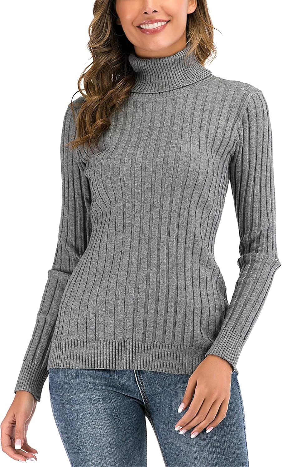 Thumbnail 6 de Yukiuiny Damen Rollkragenpullover Elegant Langarm – Gerippter Feinstrick, elastisch