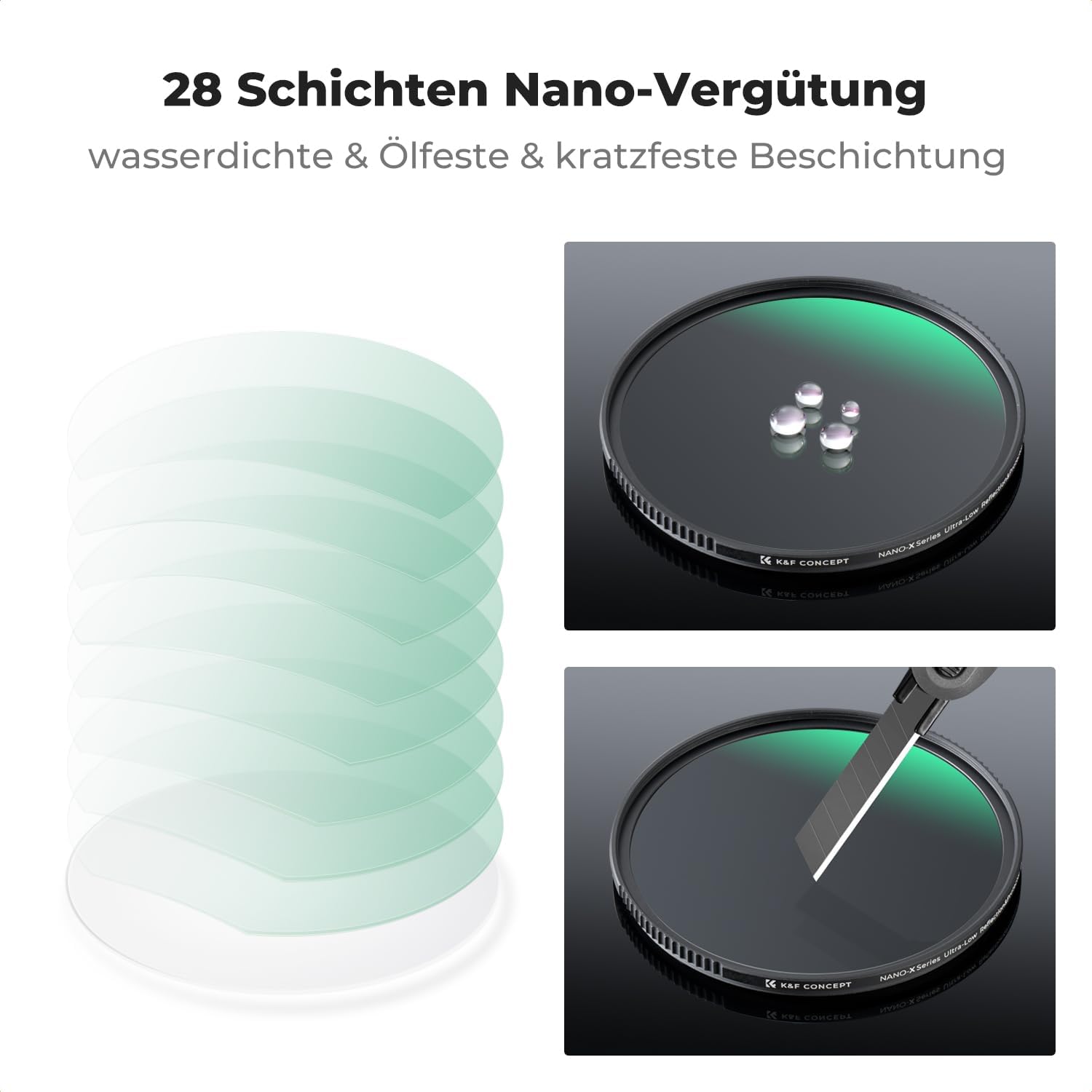 Thumbnail 5 de K&F CONCEPT UV-Filter 72 mm – Nano-Xcel 2-in-1 Schutzfilter mit Ultra-niedriger Reflexion