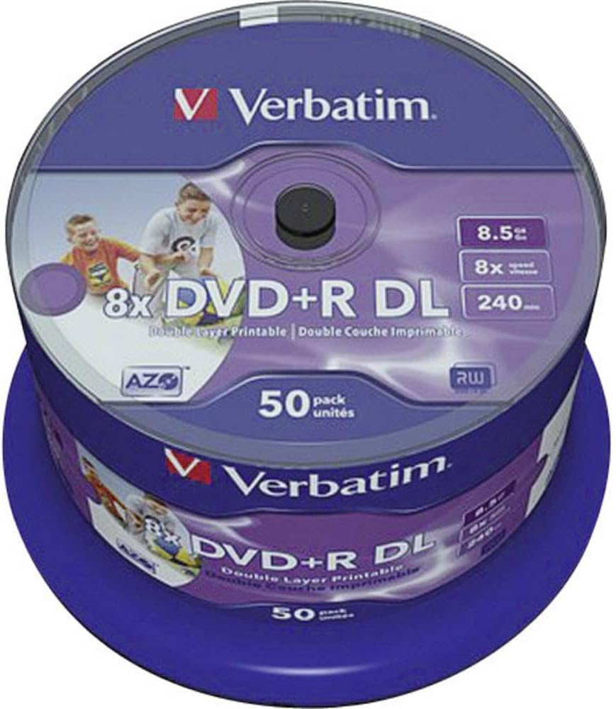 Detalle 2 de Verbatim 43757 DVD+R DL 8x, matowe srebrne płyty do nagrywania, 25 szt.