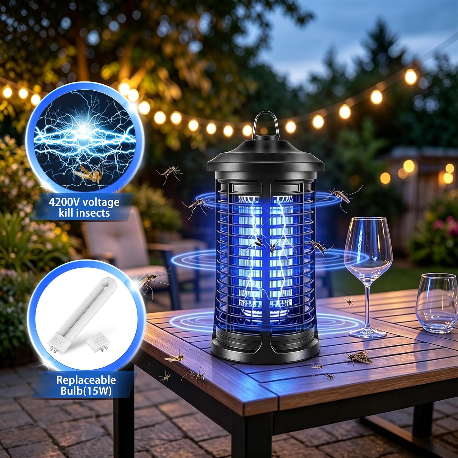 Thumbnail 2 de Electric Bug Zapper Indoor/Outdoor, 4200V High Powered Mosquito Killer