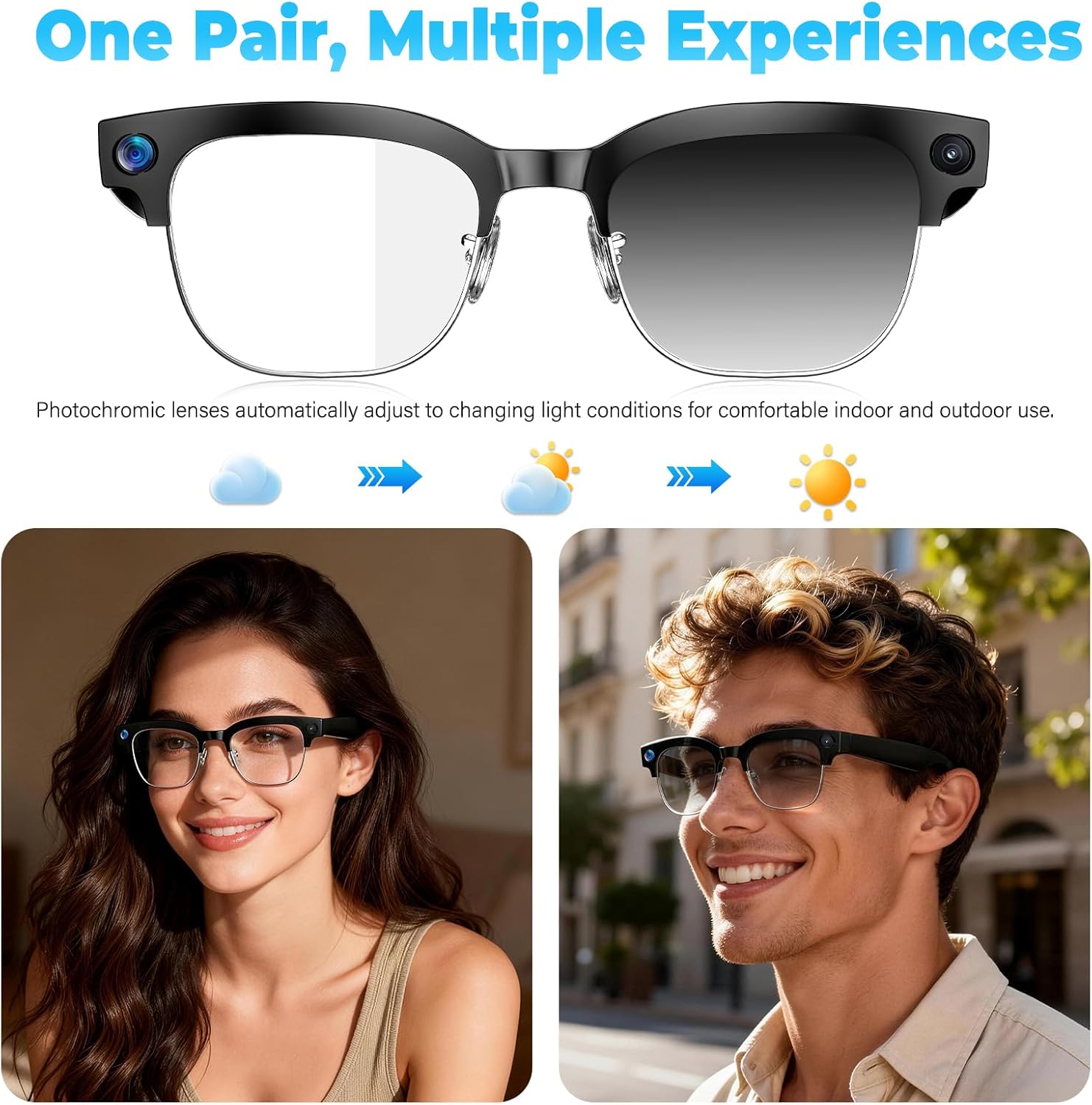 Thumbnail 6 de SGUKZF AI Smart Glasses with Camera: 4K Recording, Real-Time Translation, Open-Ear Audio
