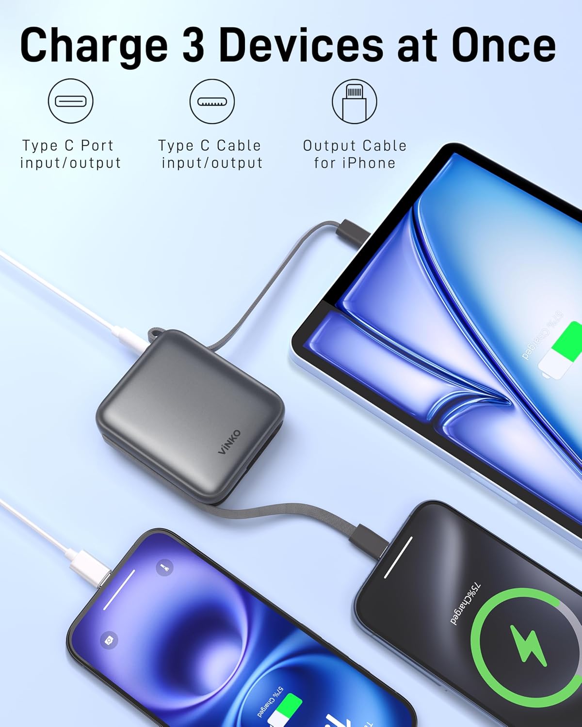 Detalle 1 de VINKO 10000mAh power bank with 22.5W USB-C