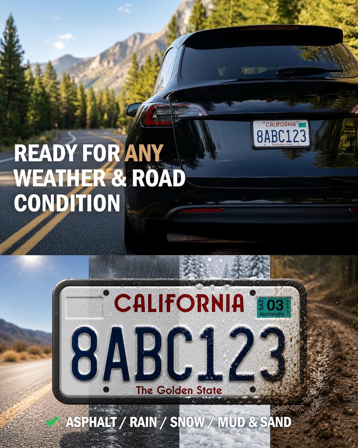 Detalle 2 de Aujen Silicone License Plate Frames 2-Pack 🛞