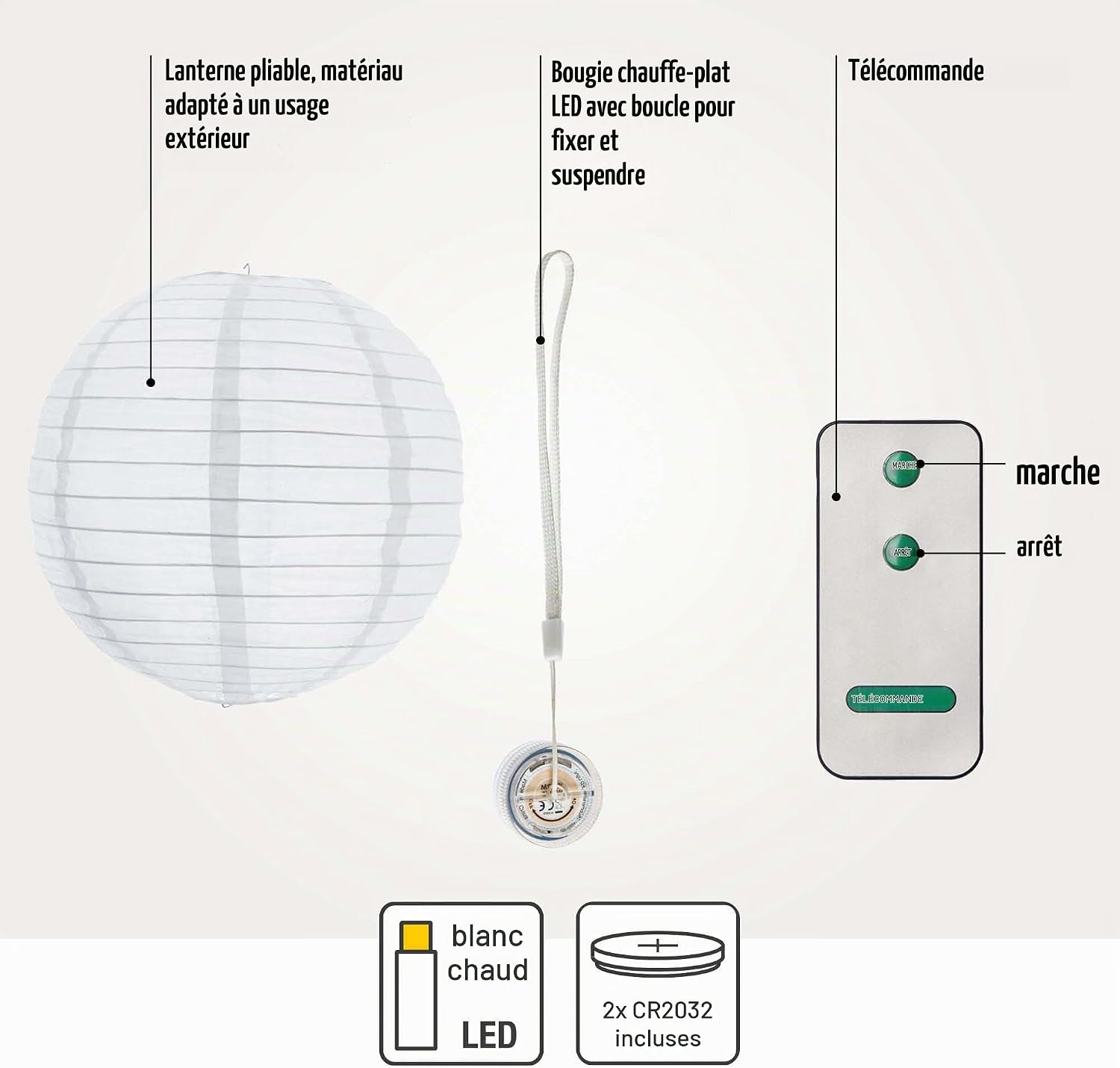 Detalle 2 de Hellum 524512 led-lampionnen voor buiten, set van 12 met warmwit licht