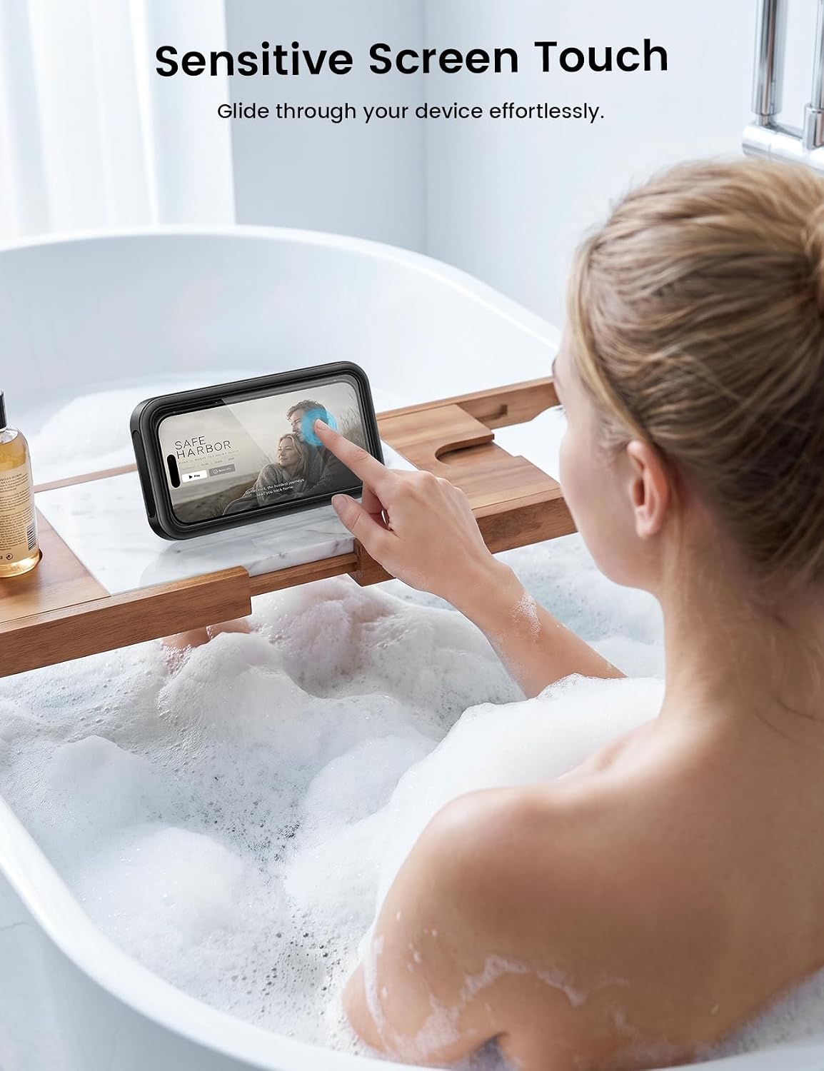 Detalle de Lamicall Vacuum Suction Shower Phone Holder, Adjustable Waterproof Wall Mount