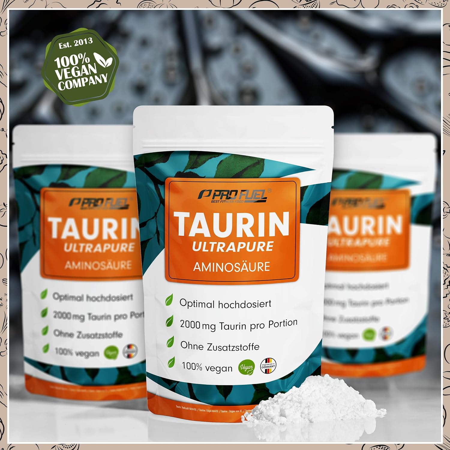 Detalle 2 de Taurin Pulver 1kg 2000 mg Tagesportion