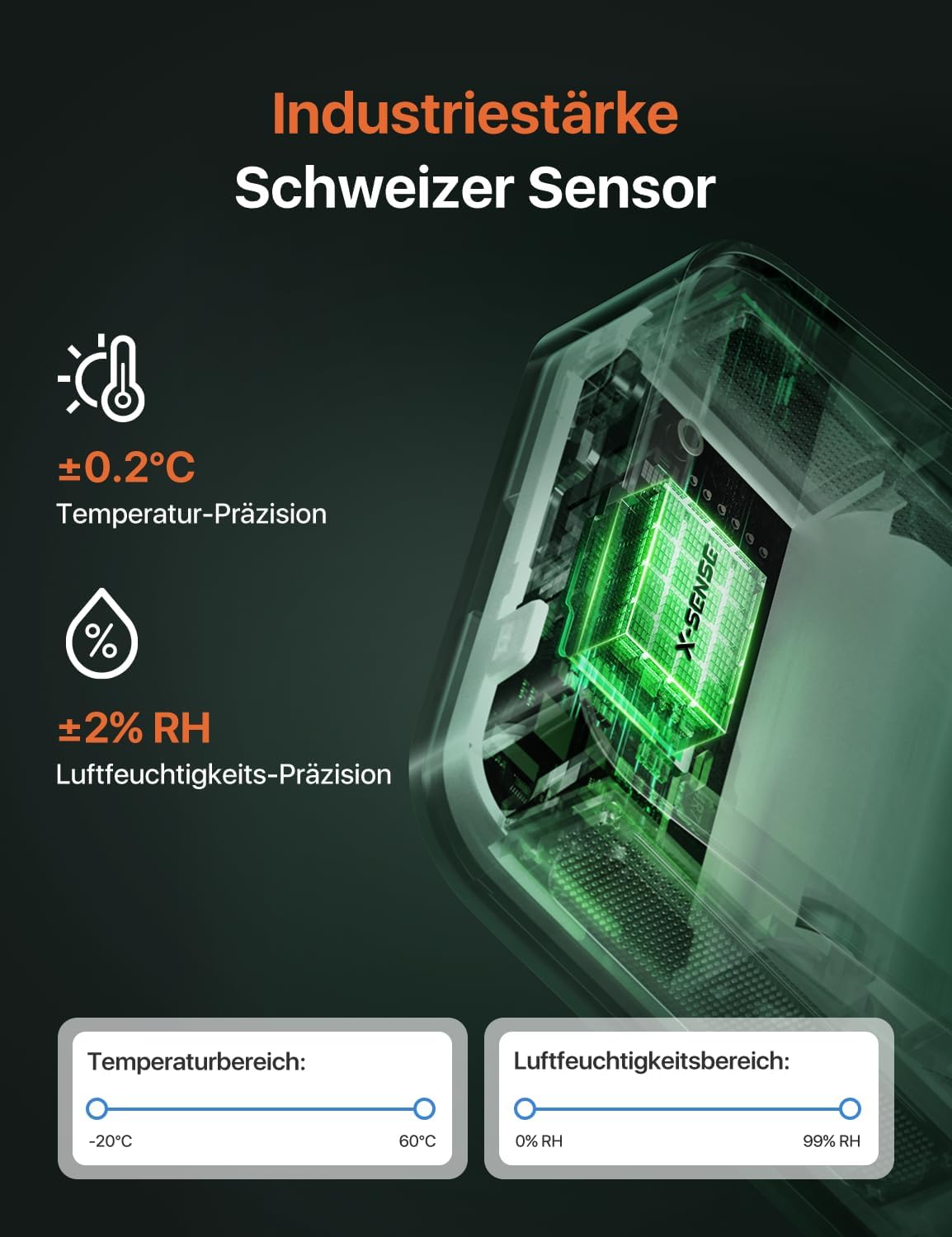 Detalle 2 de X-Sense WLAN Thermometer 2,7 Zoll đĄ
