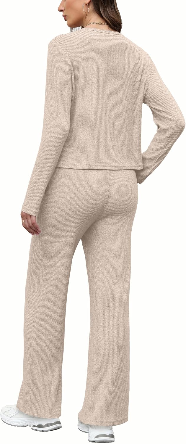 Detalle 2 de WIHOLL Women's Ribbed Knit Loungewear Set