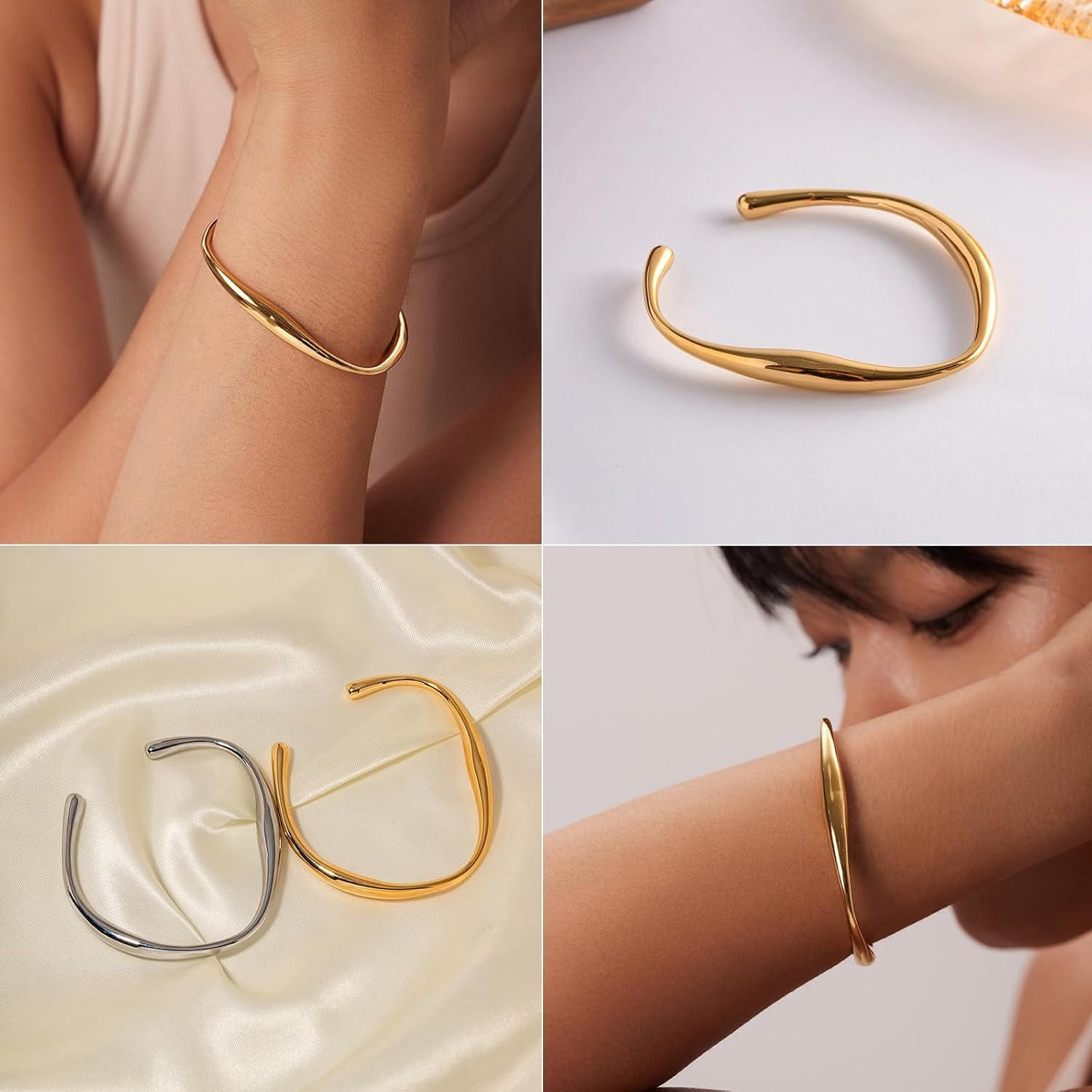 Thumbnail 6 de LILIE&WHITE Adjustable Teardrop Gold Cuff Bracelet for Women