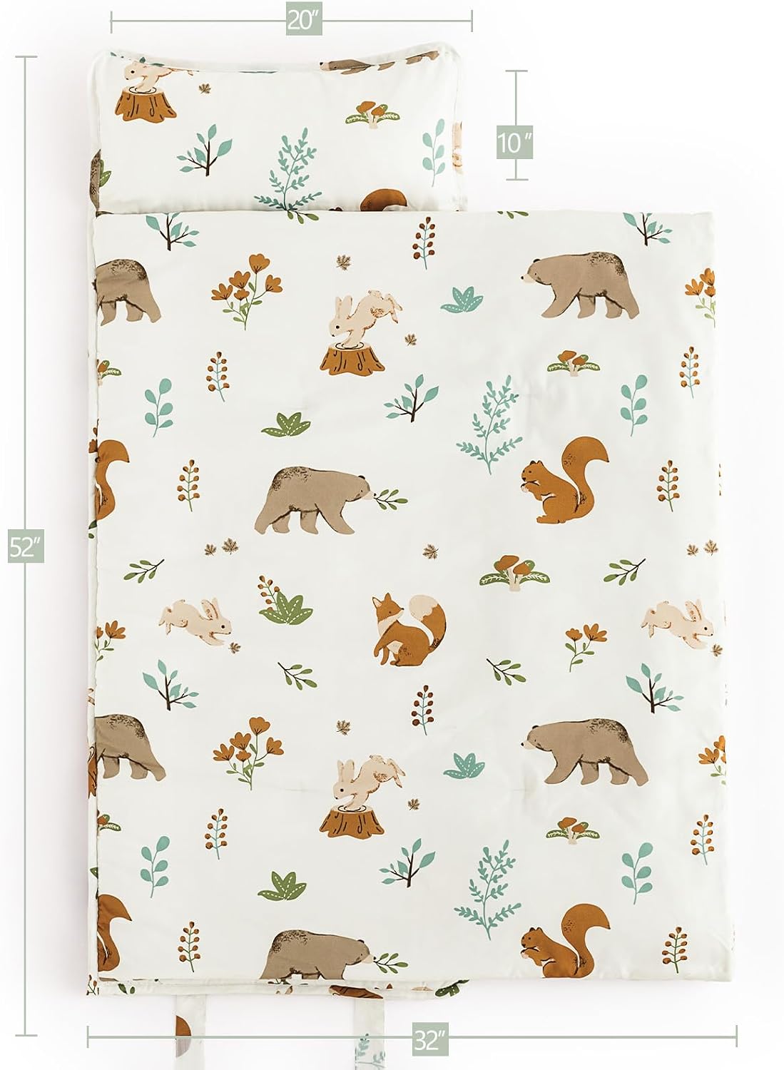 Detalle de PHF Toddler Nap Mat, Woodland, Removable Pillow, Roll-Up Design, 50" x 20