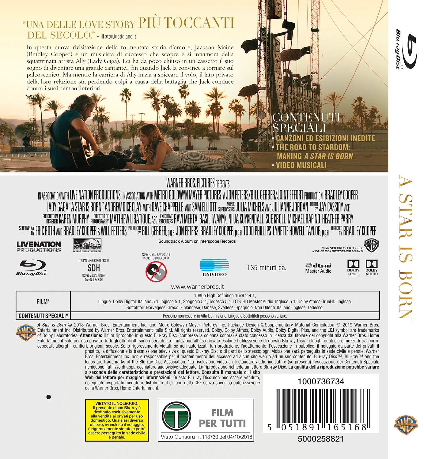Detalle 2 de A Star Is Born Blu Ray di Warner Bros
