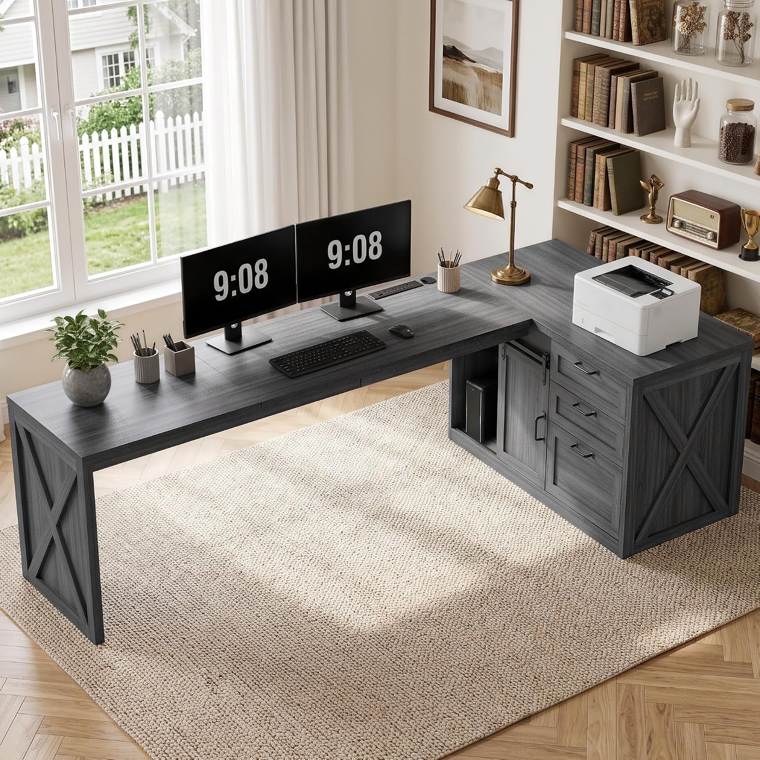 Detalle de Homiflex L-Shaped Desk, 78.7-Inch