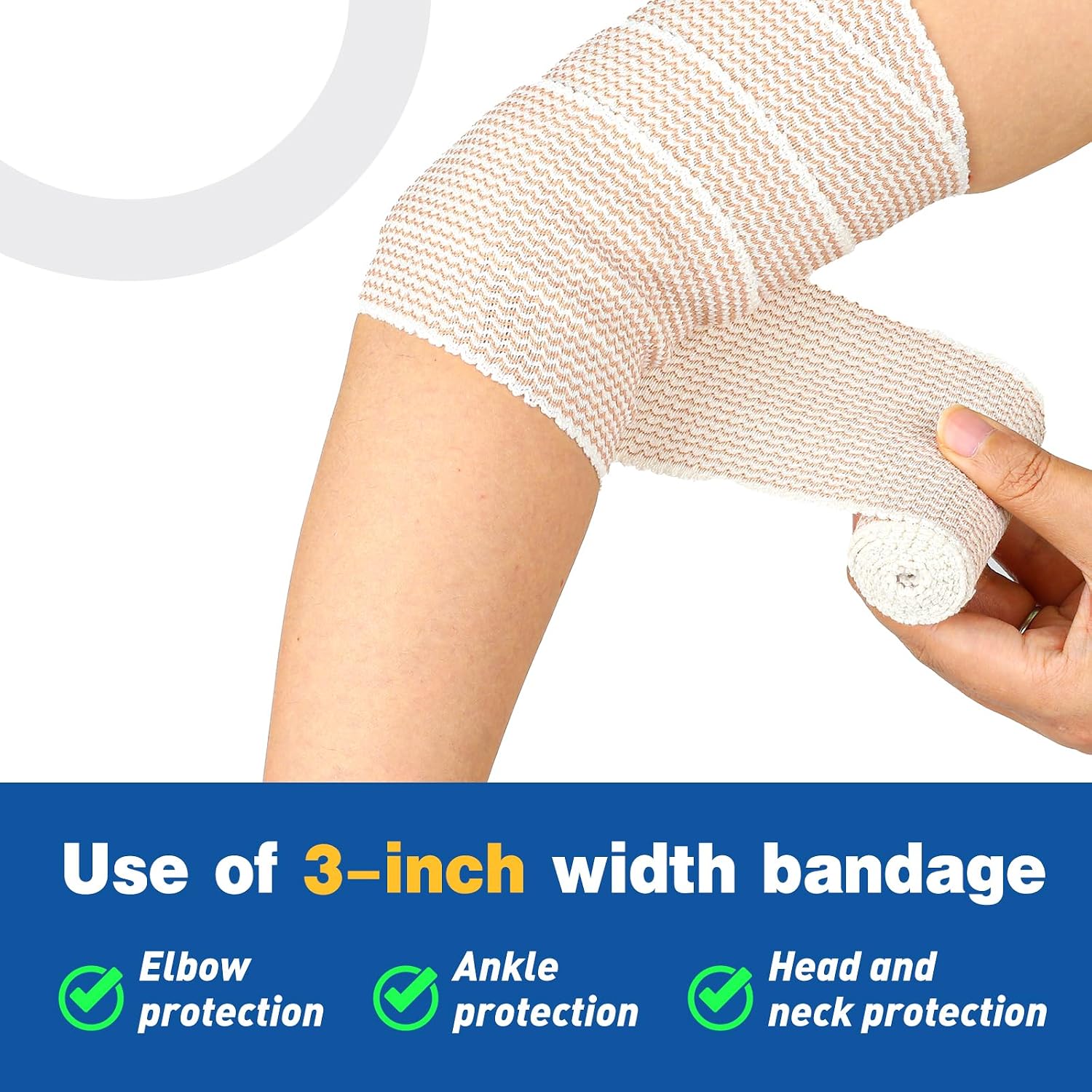 Detalle 1 de AZEN Premium 8-Pack Elastic Bandage Wraps, Latex-Free, Four Widths