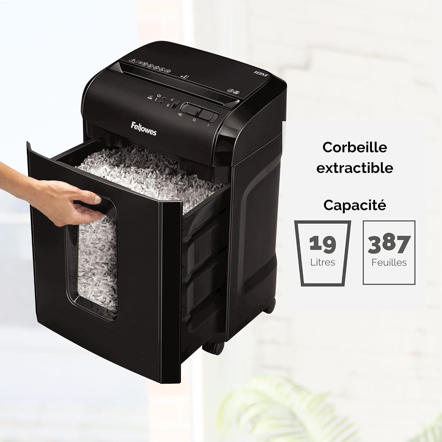 Detalle de Fellowes 10M Microcut P5 Aktenvernichter – sichere Zerkleinerung für Büro und Homeoffice