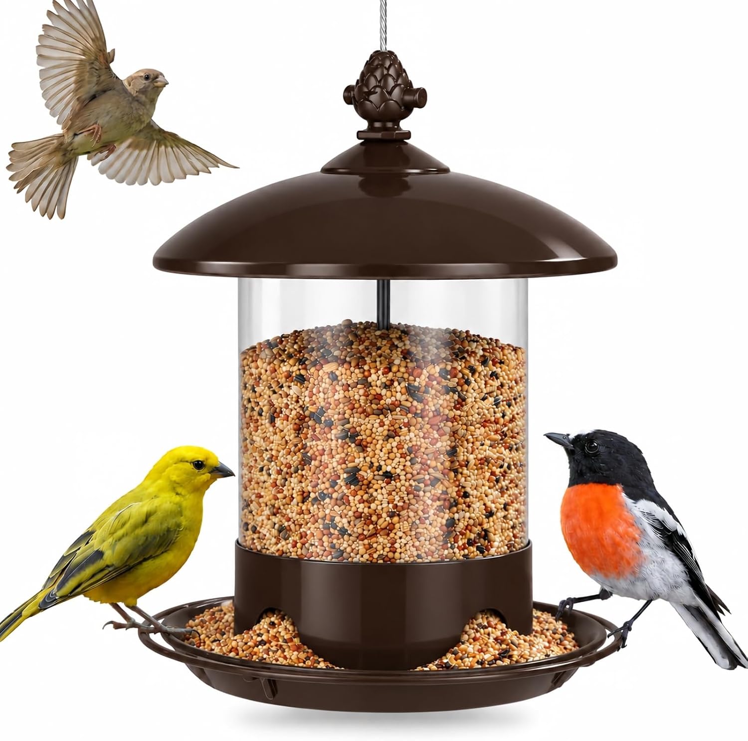 Detalle de Gbekery Metal Bird Feeder with 4 Feeding Ports
